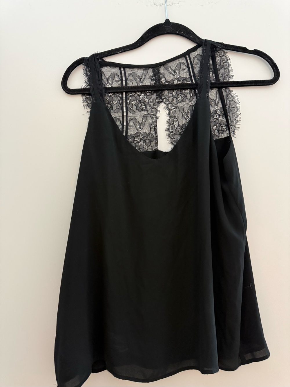 LOFT Black Lace-Back Sleeveless Top